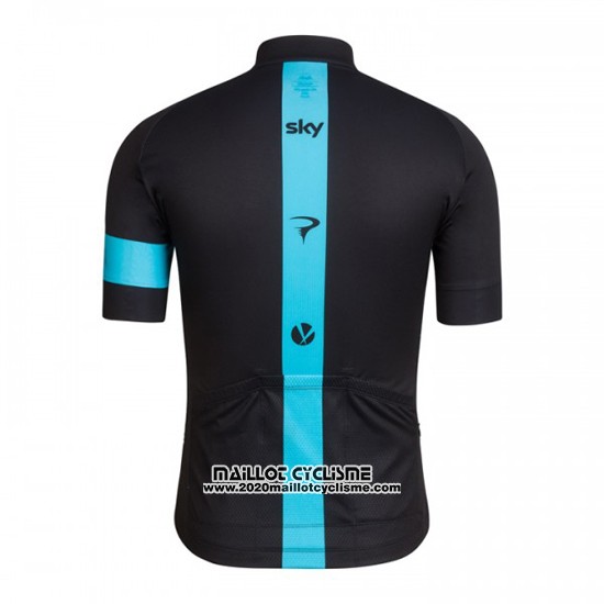 2016 Maillot Ciclismo Sky Bleu et Noir Manches Courtes et Cuissard